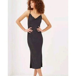 4th Reckless Black Crinkle NWT Sleeveless Midi Slip Dress US XL - UK 14 - EU 42